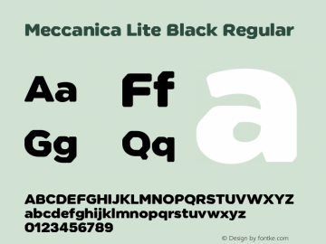 Meccanica Lite Black Regular Version 1.000;PS 001.000;hotconv 1.0.88;makeotf.lib2.5.64775 Font Sample