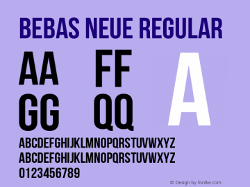Bebas Neue Regular Version 1.400 Font Sample