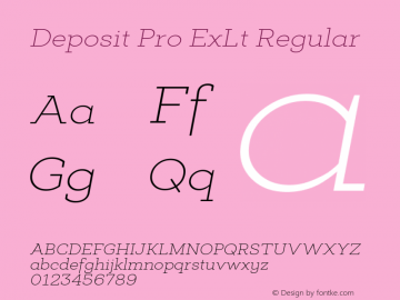 Deposit Pro ExLt Regular Version 1.00 Font Sample