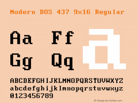 Modern DOS 437 9x16 Regular 2017.03.25 Font Sample
