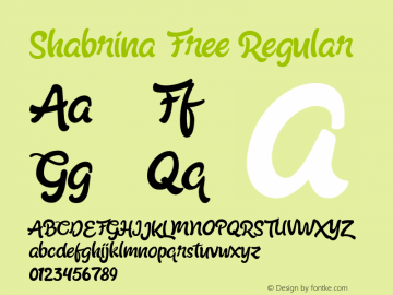 Shabrina Free Regular Version 1.000 Font Sample