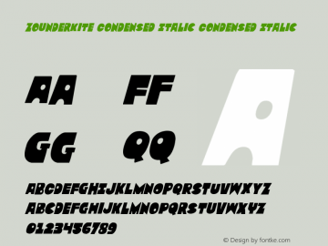 Zounderkite Condensed Italic Condensed Italic Version 1.0; 2017 Font Sample