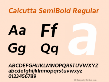 Calcutta SemiBold Regular Version 2.000;PS 1.0;hotconv 1.0.79;makeotf.lib2.5.61930 Font Sample