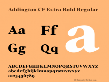 Addington CF Extra Bold Regular Version 1.300;PS 001.300;hotconv 1.0.88;makeotf.lib2.5.64775 Font Sample