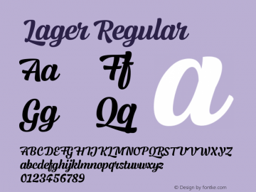 Lager Regular Version 1.20 Font Sample