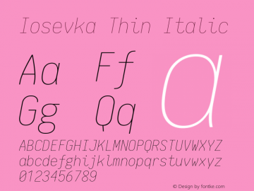 Iosevka Thin Italic 1.11.5; ttfautohint (v1.6)图片样张