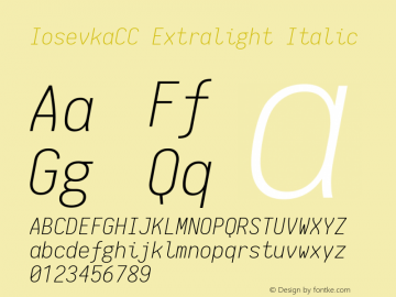 IosevkaCC Extralight Italic 1.11.5; ttfautohint (v1.6)图片样张