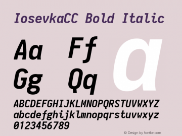 IosevkaCC Bold Italic 1.11.5; ttfautohint (v1.6) Font Sample