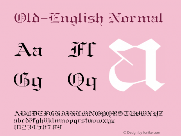 Old-English Normal 1.0 Thu Dec 08 15:59:43 1994 Font Sample