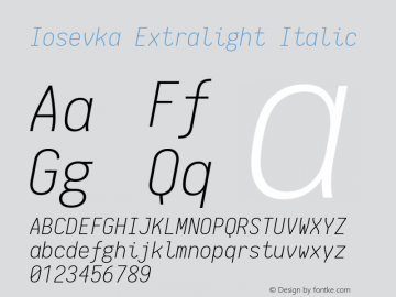 Iosevka Extralight Italic 1.11.5; ttfautohint (v1.6)图片样张