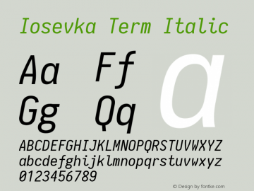 Iosevka Term Italic 1.11.5; ttfautohint (v1.6)图片样张