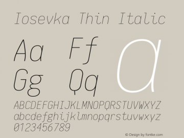 Iosevka Thin Italic 1.11.5; ttfautohint (v1.6)图片样张