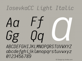IosevkaCC Light Italic 1.11.5; ttfautohint (v1.6)图片样张
