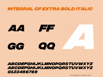Integral CF Extra Bold Italic Version 1.100 Font Sample