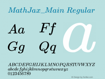 MathJax_Main Regular Version 1.1 Font Sample