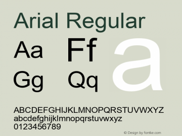 Arial Regular Version 3.00 Font Sample