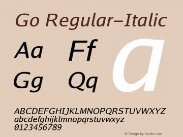 Go Regular-Italic Version 2.008; ttfautohint (v1.6) Font Sample