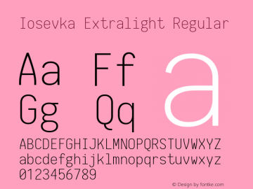 Iosevka Extralight Regular 1.12.0; ttfautohint (v1.6) Font Sample