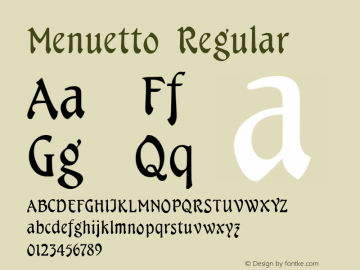 Menuetto Regular 1.56 Font Sample