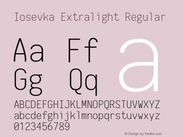 Iosevka Extralight Regular 1.12.0; ttfautohint (v1.6)图片样张