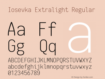 Iosevka Extralight Regular 1.12.0; ttfautohint (v1.6) Font Sample