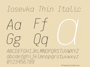 Iosevka Thin Italic 1.12.0; ttfautohint (v1.6)图片样张