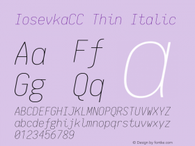 IosevkaCC Thin Italic 1.12.0; ttfautohint (v1.6)图片样张