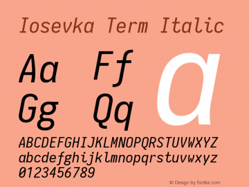 Iosevka Term Italic 1.12.0; ttfautohint (v1.6)图片样张