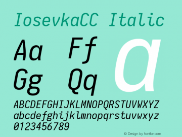 IosevkaCC Italic 1.12.0; ttfautohint (v1.6) Font Sample