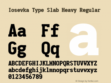Iosevka Type Slab Heavy Regular 1.12.0; ttfautohint (v1.6) Font Sample