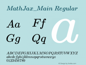 MathJax_Main Regular Version 1.1 Font Sample