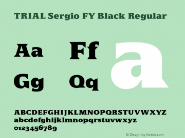 TRIAL Sergio FY Black Regular Version 1.000 Font Sample