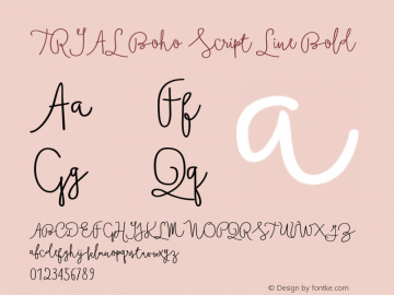 TRIAL Boho Script Line Bold Version 1.000 Font Sample