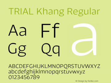 TRIAL Khang Regular Version 1.150 Font Sample