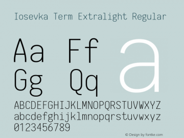 Iosevka Term Extralight Regular 1.12.1; ttfautohint (v1.6) Font Sample