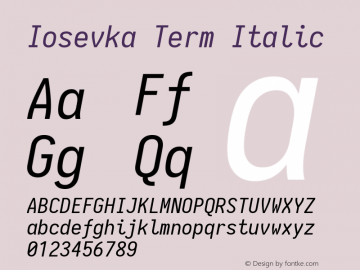 Iosevka Term Italic 1.12.1; ttfautohint (v1.6)图片样张