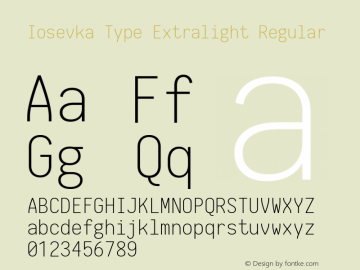 Iosevka Type Extralight Regular 1.12.1; ttfautohint (v1.6) Font Sample