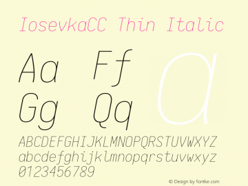 IosevkaCC Thin Italic 1.12.1; ttfautohint (v1.6)图片样张