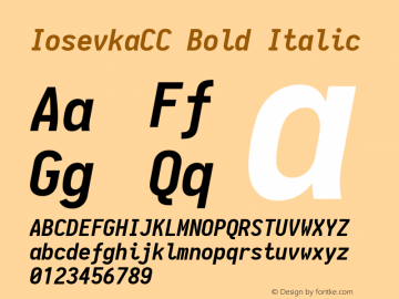 IosevkaCC Bold Italic 1.12.1; ttfautohint (v1.6) Font Sample