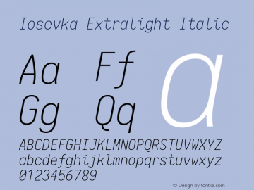 Iosevka Extralight Italic 1.12.1; ttfautohint (v1.6)图片样张
