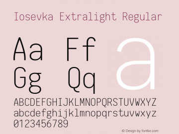 Iosevka Extralight Regular 1.12.1; ttfautohint (v1.6) Font Sample