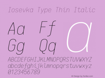 Iosevka Type Thin Italic 1.12.1; ttfautohint (v1.6)图片样张