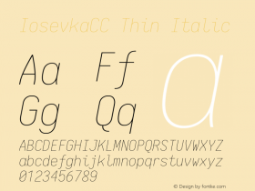 IosevkaCC Thin Italic 1.12.1; ttfautohint (v1.6)图片样张