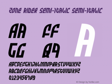 Zone Rider Semi-Italic Semi-Italic Version 3.0; 2017 Font Sample