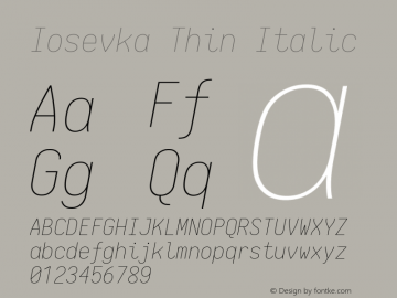 Iosevka Thin Italic 1.12.2; ttfautohint (v1.6)图片样张