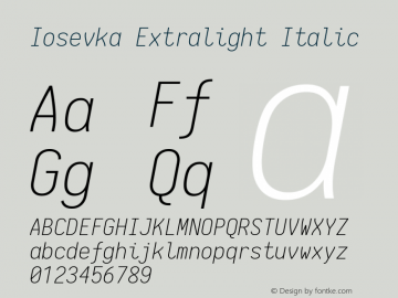 Iosevka Extralight Italic 1.12.2; ttfautohint (v1.6)图片样张