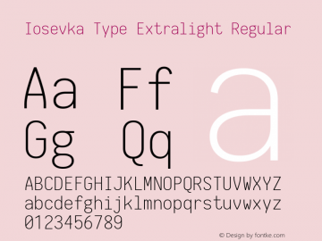 Iosevka Type Extralight Regular 1.12.2; ttfautohint (v1.6) Font Sample