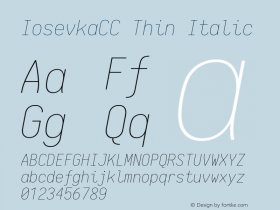 IosevkaCC Thin Italic 1.12.2; ttfautohint (v1.6)图片样张