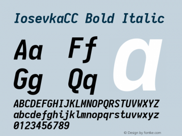 IosevkaCC Bold Italic 1.12.2; ttfautohint (v1.6) Font Sample