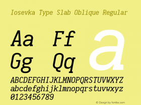 Iosevka Type Slab Oblique Regular 1.12.2; ttfautohint (v1.6) Font Sample